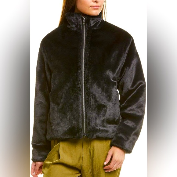 VINCE Faux Fur Bomber Zip Jacket 🖤 - Picture 1 of 10